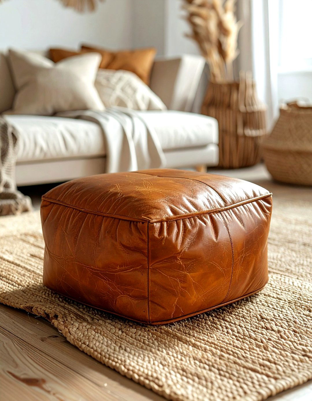 Leather Pouf Ottoman - 30 decor shopping list ideas