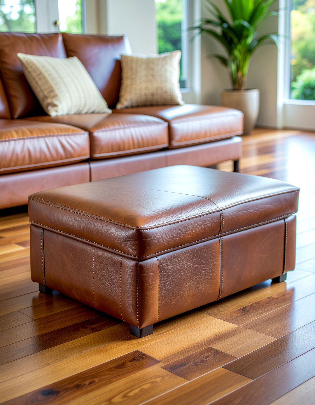 Leather Rectangular Storage Ottoman - 30 living room storage ottoman ideas