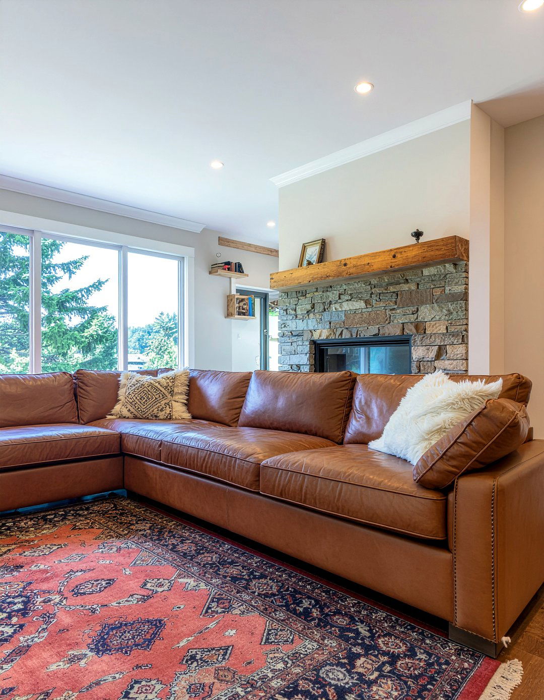 Leather Sectional Sofa - 30 L-shaped sofa living room ideas