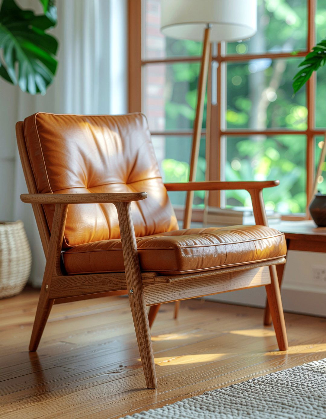 Leather Sling Chair - 30 living room Danish modern furniture ideas