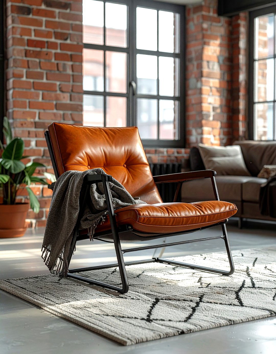 Leather Sling Chair - 30 living room hanging chair ideas