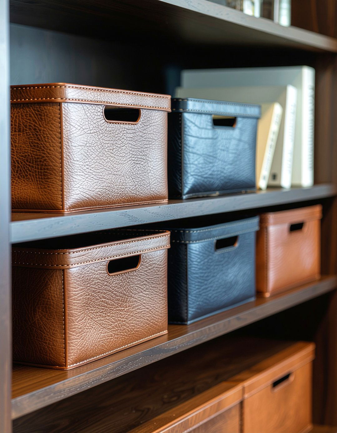 Leather Storage Bins - 30 bedroom storage boxes