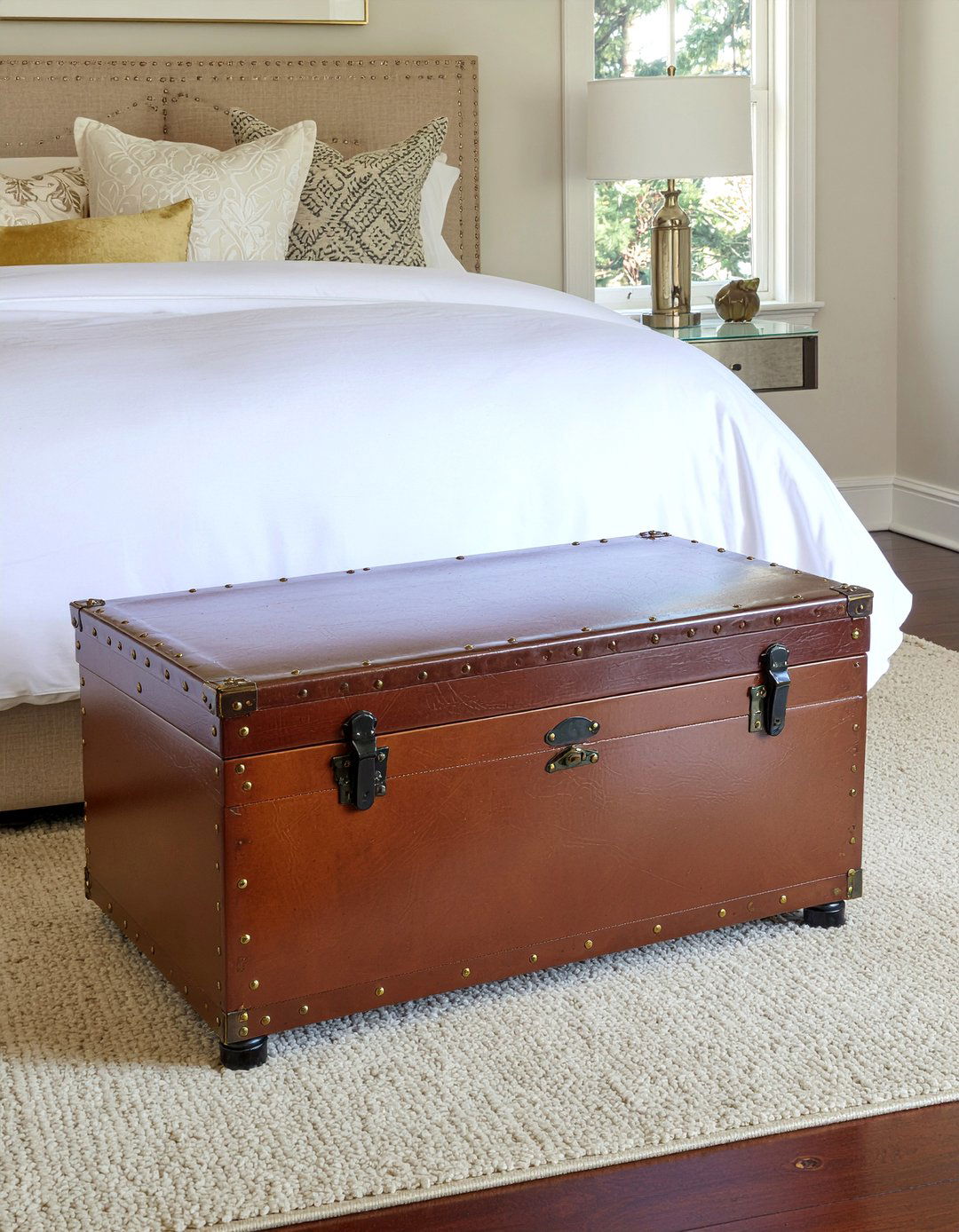 Leather Storage Trunk - 30 bedroom storage chests