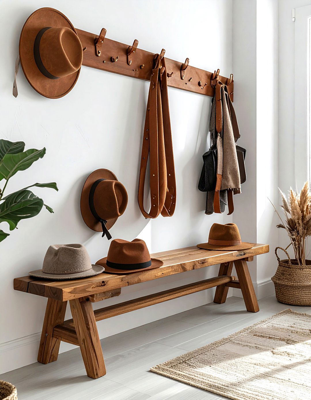Leather Strap Hooks - 30 mudroom hook ideas