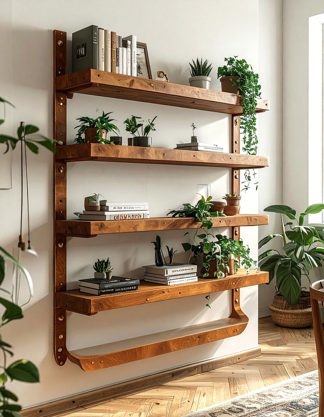 Leather Strap Shelf - 30 dining room hanging storage ideas