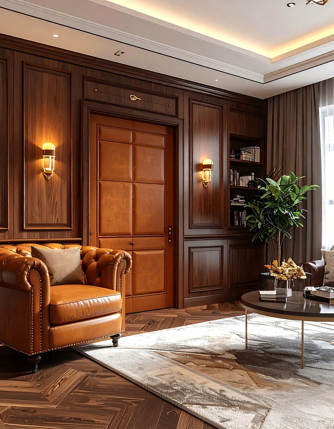 Leather Wrapped Door - 30 living room door ideas