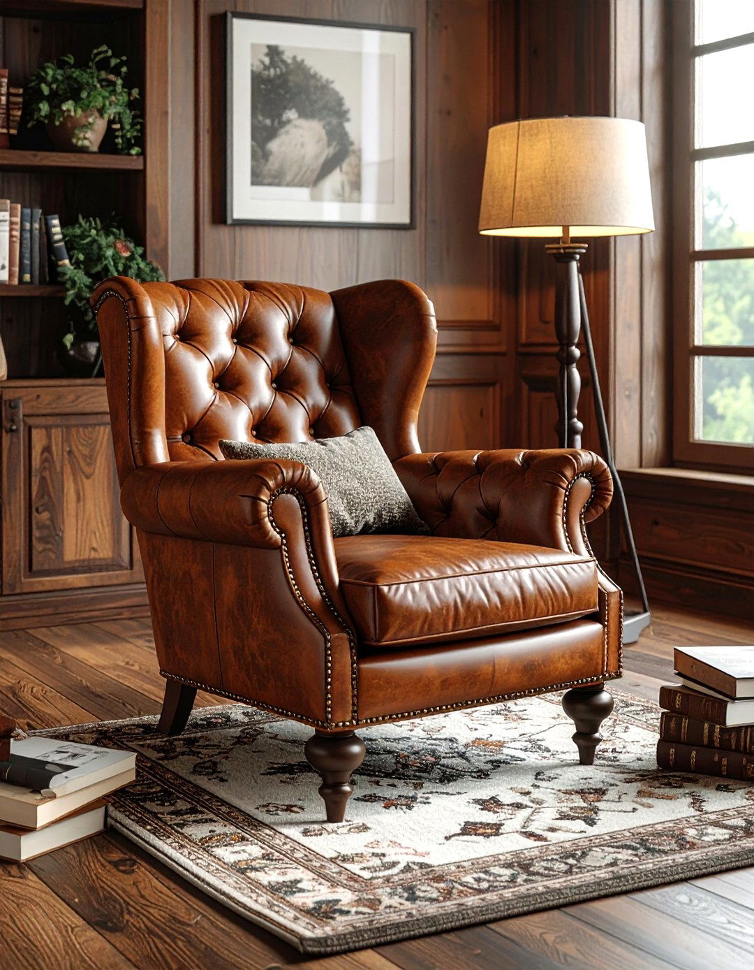 Leather accent chair - 30 natural home decor ideas