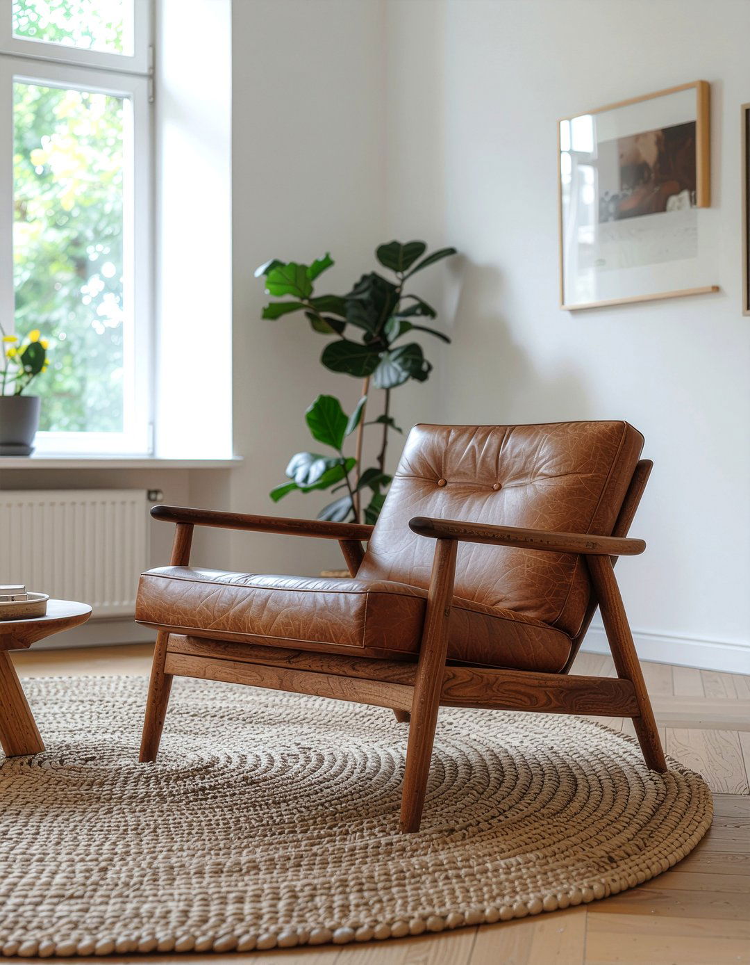 Leather and wood furniture - 30 leather living room ideas