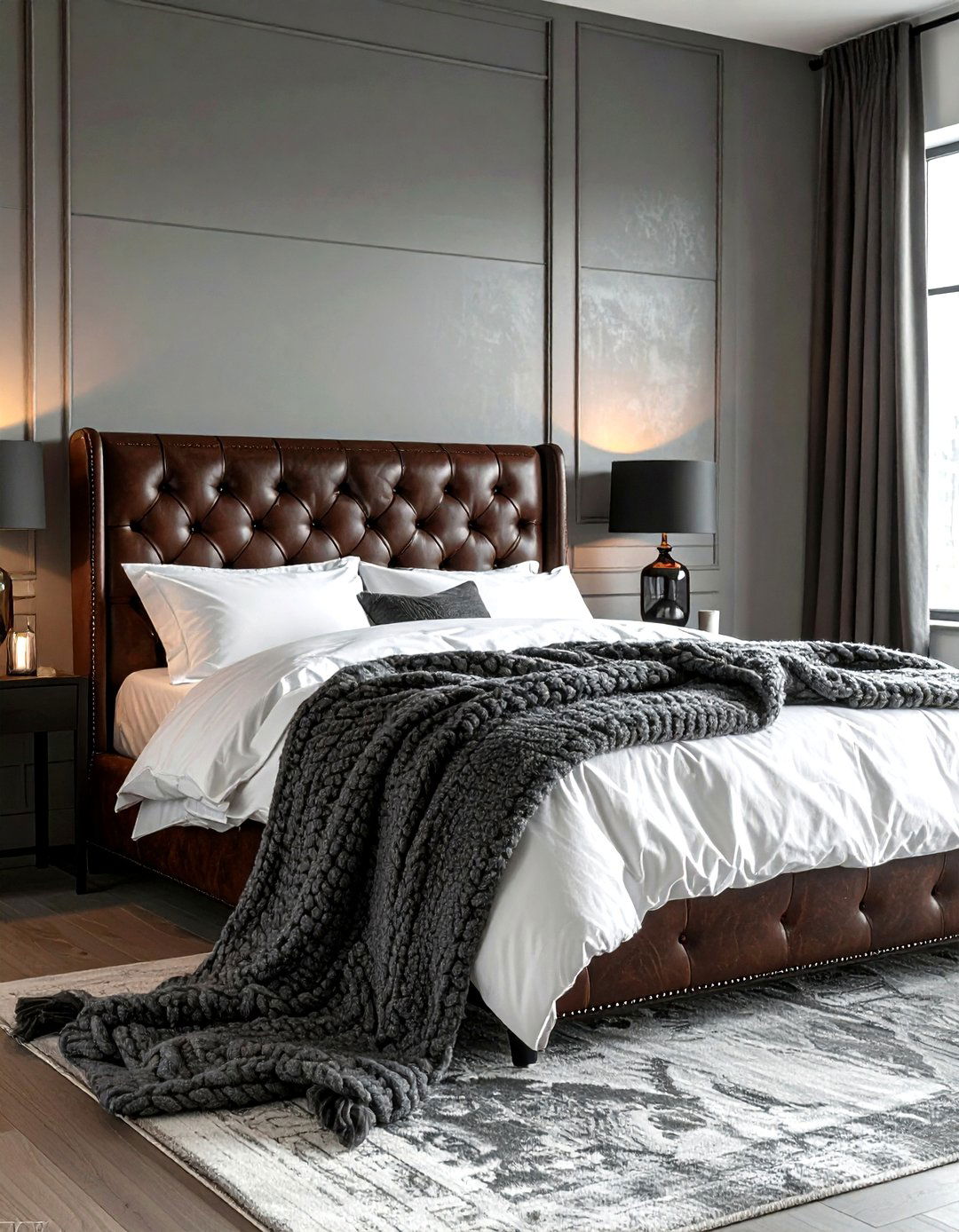 Leather and wool bedroom - 30 decor texture mixing ideas