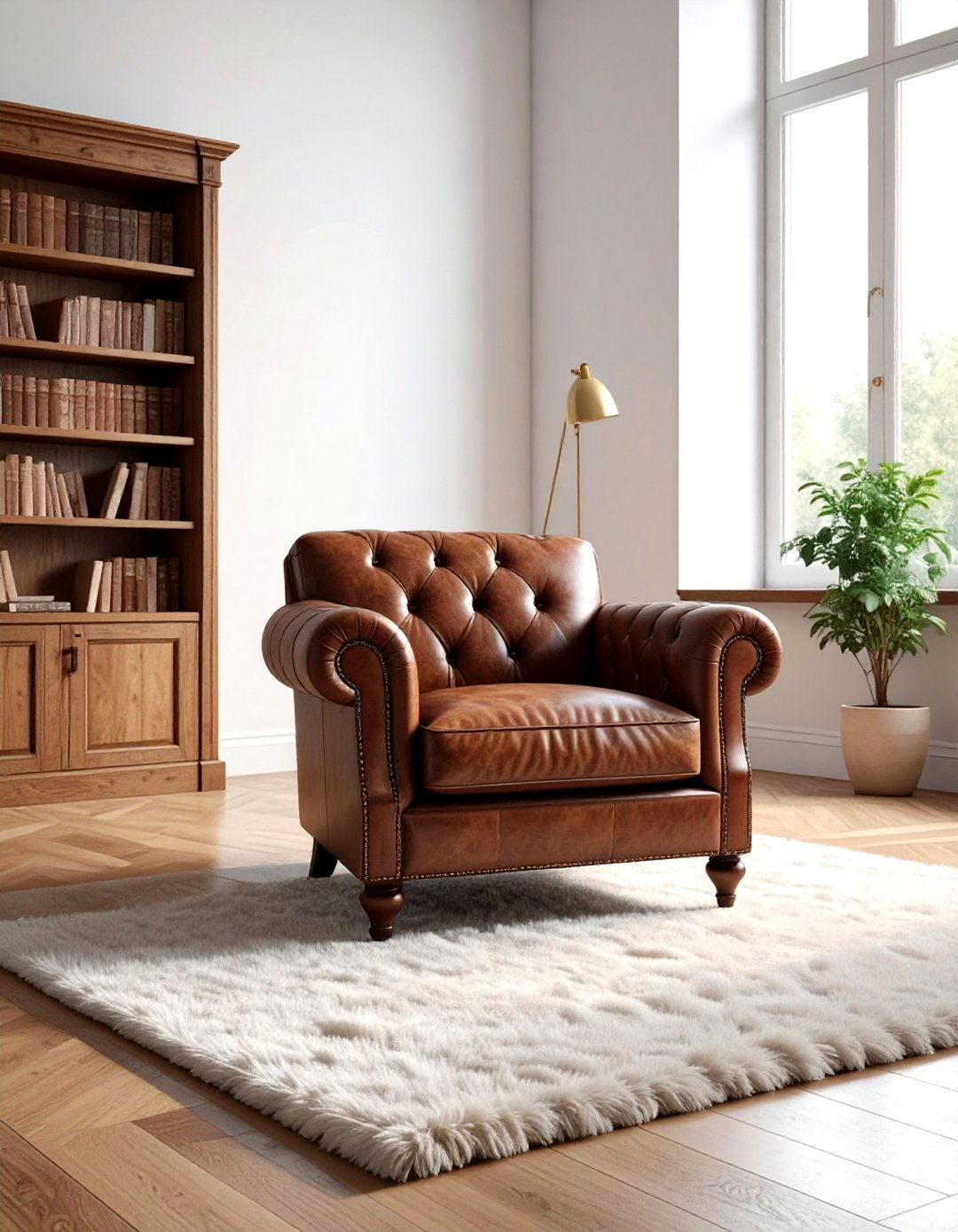 Leather armchair vintage - 30 textured decor ideas