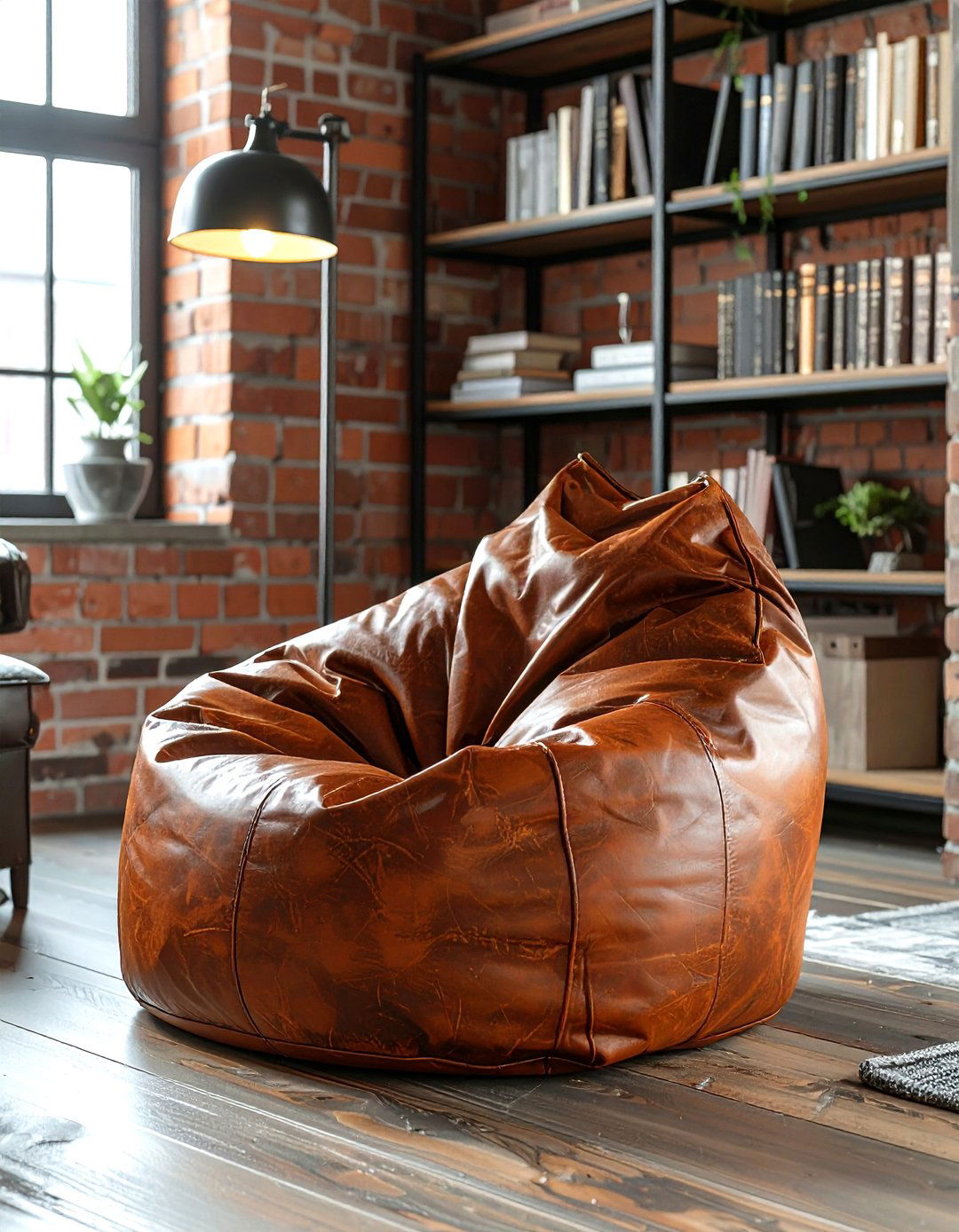 Leather bean bag seat - 30 living room bean bag ideas
