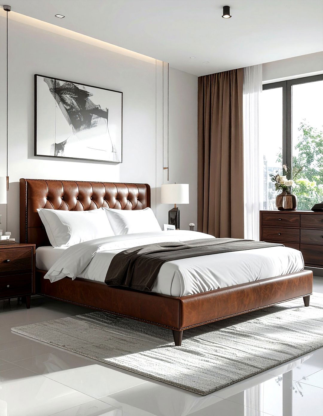 Leather bed frame - 30 masculine bedroom ideas