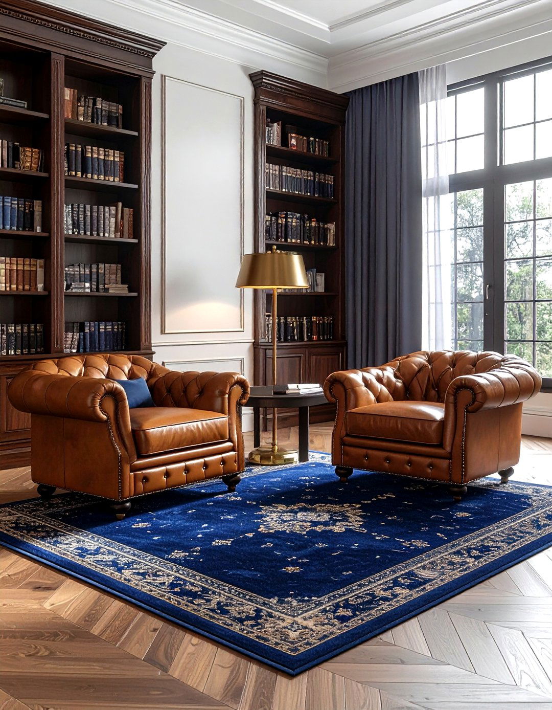 Leather furniture library - 30 moody decor ideas