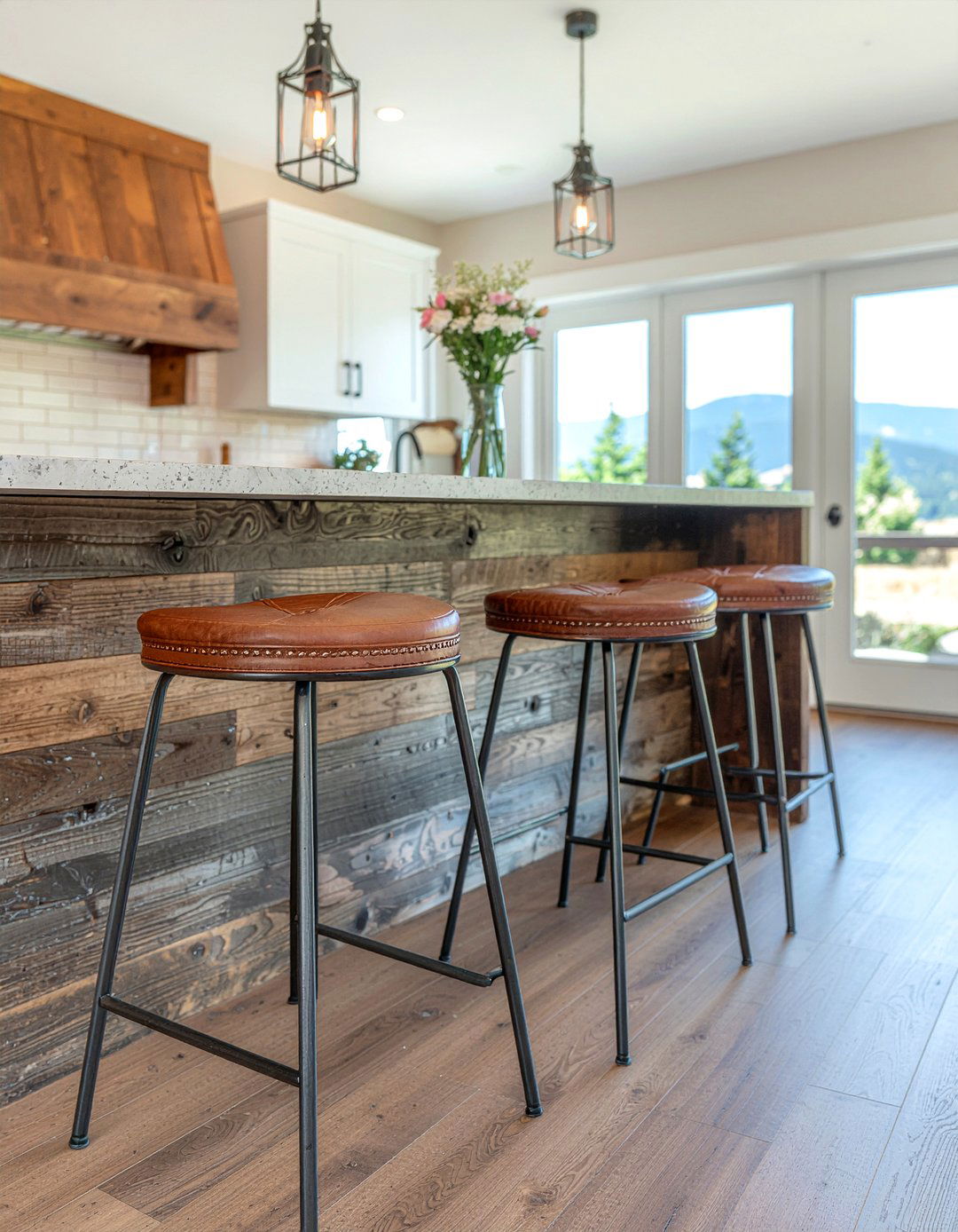 Leather kitchen bar stools - 30 mountain kitchen ideas
