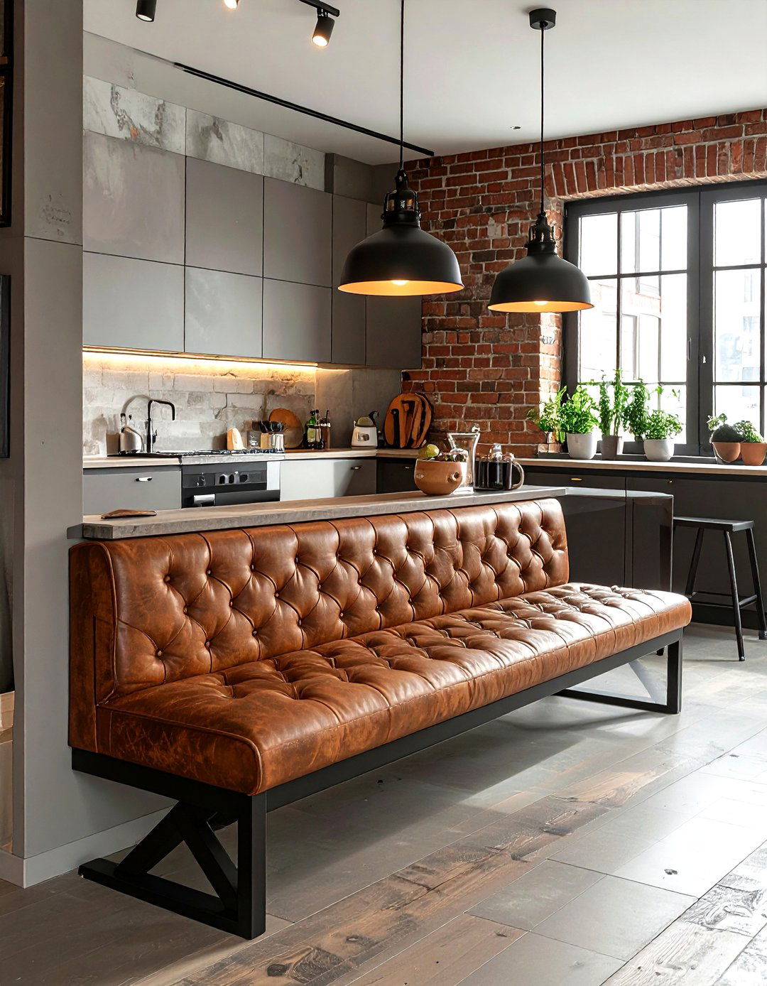 Leather kitchen bench - 30 built-in banquette kitchen ideas