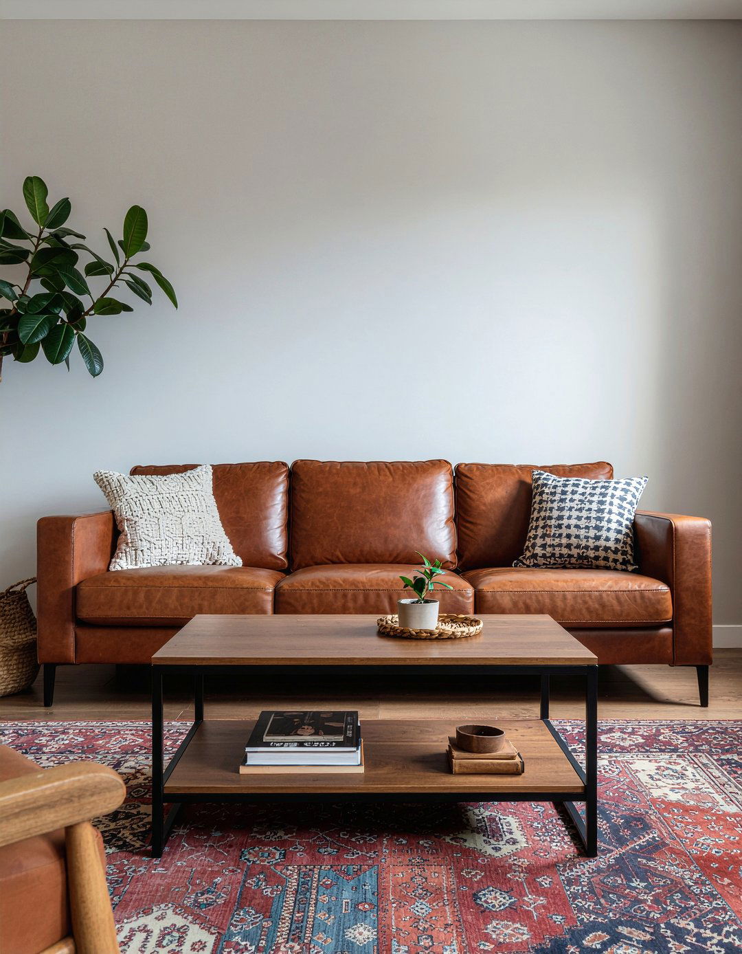 Leather sofa living room - 30 earthy living room ideas