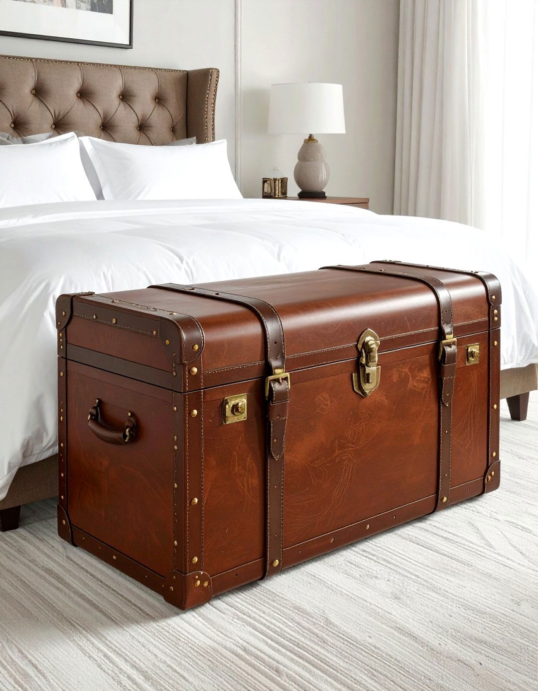 Leather trunk - 30 leather decor ideas