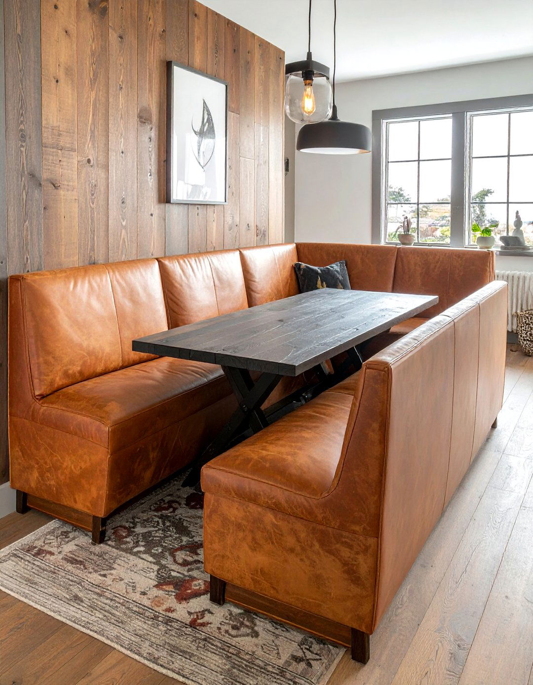Leather u shaped banquette - 30 U-shaped banquette dining ideas