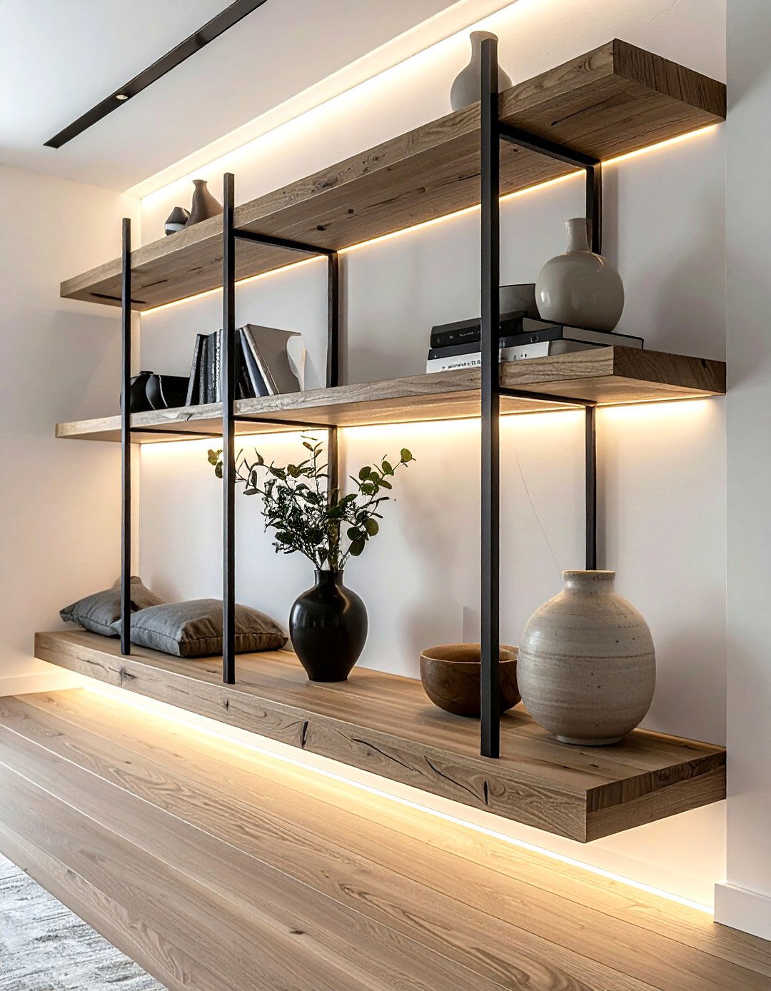 Led Strip Under Shelf - 30 living room accent lighting ideas