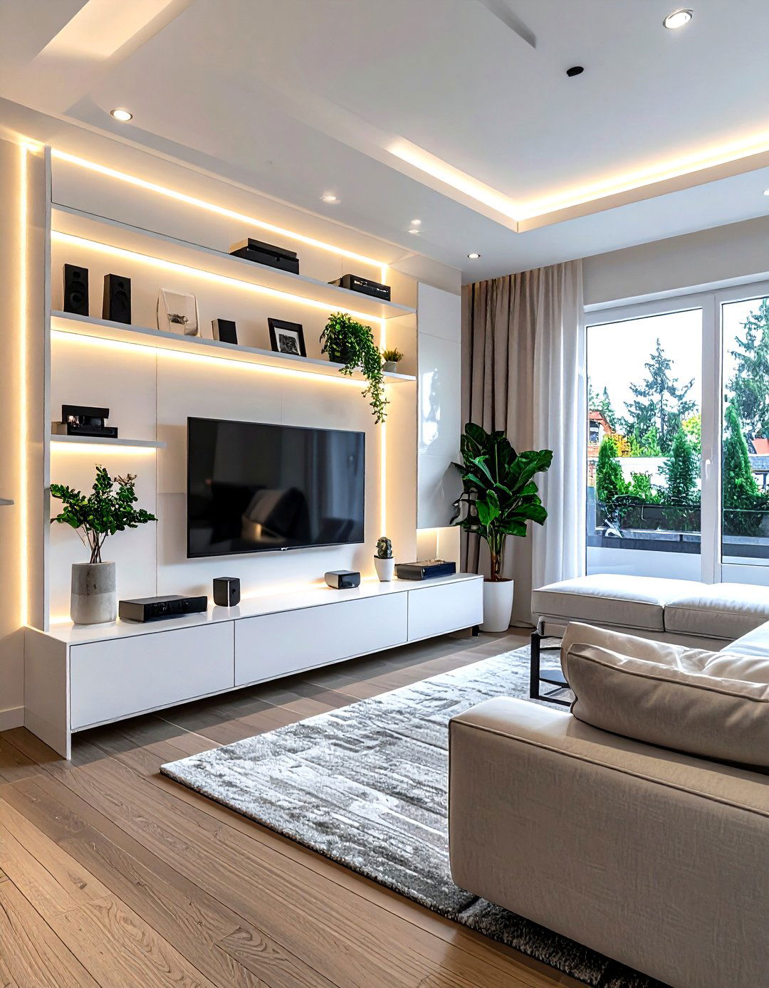 Led lighting for media console - 30 living room led strip lights ideas
