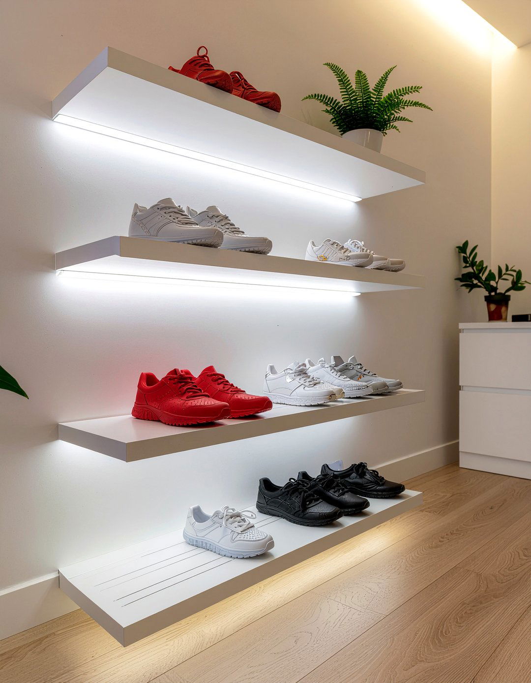 Led lights for shoe rack - 30 bedroom led strip lights ideas