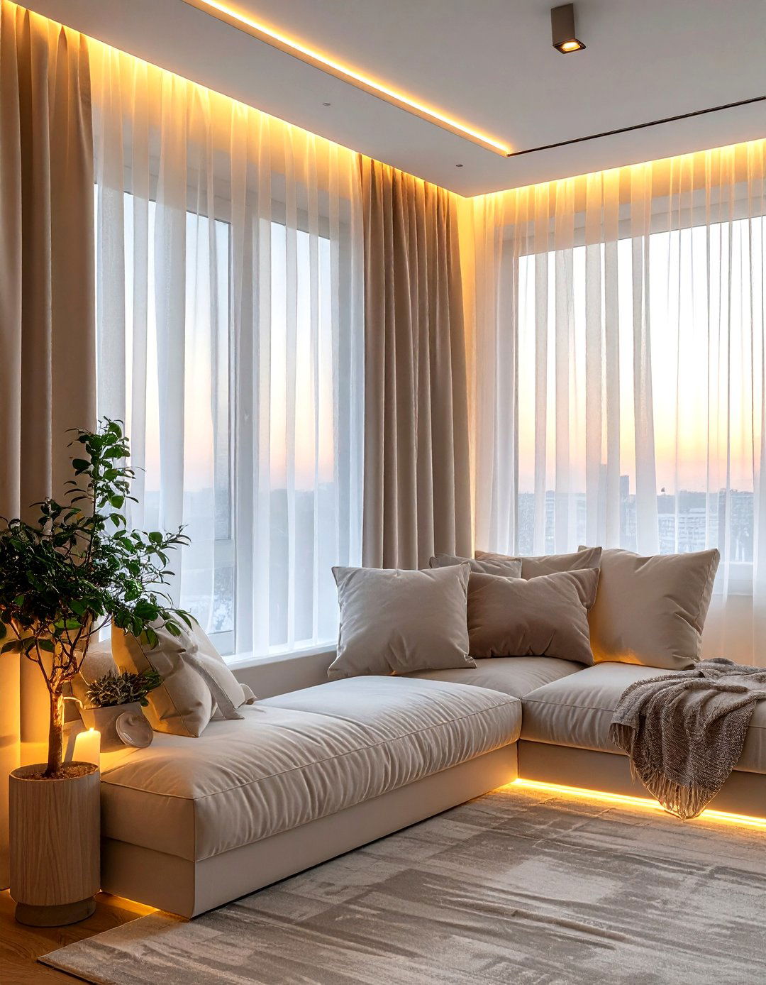 Led strips for curtains - 30 living room led strip lights ideas