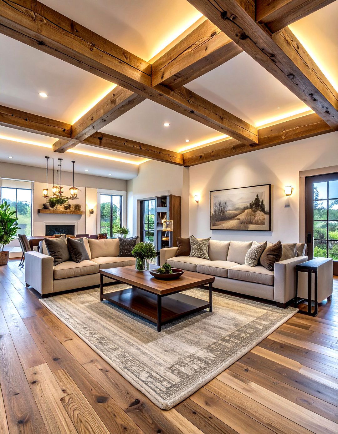 Led strips on ceiling beams - 30 living room led strip lights ideas