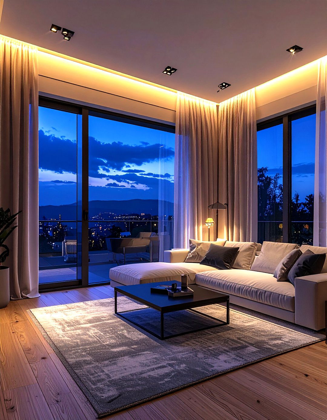 Led window lighting - 30 living room LED lighting ideas