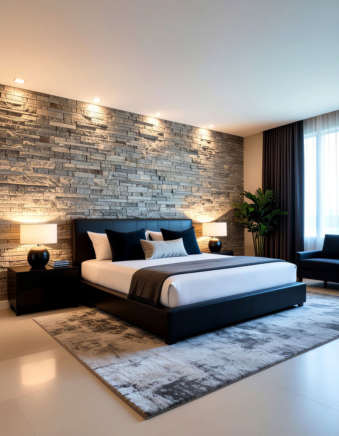 Ledger stone wall - 30 bedroom stone wall ideas