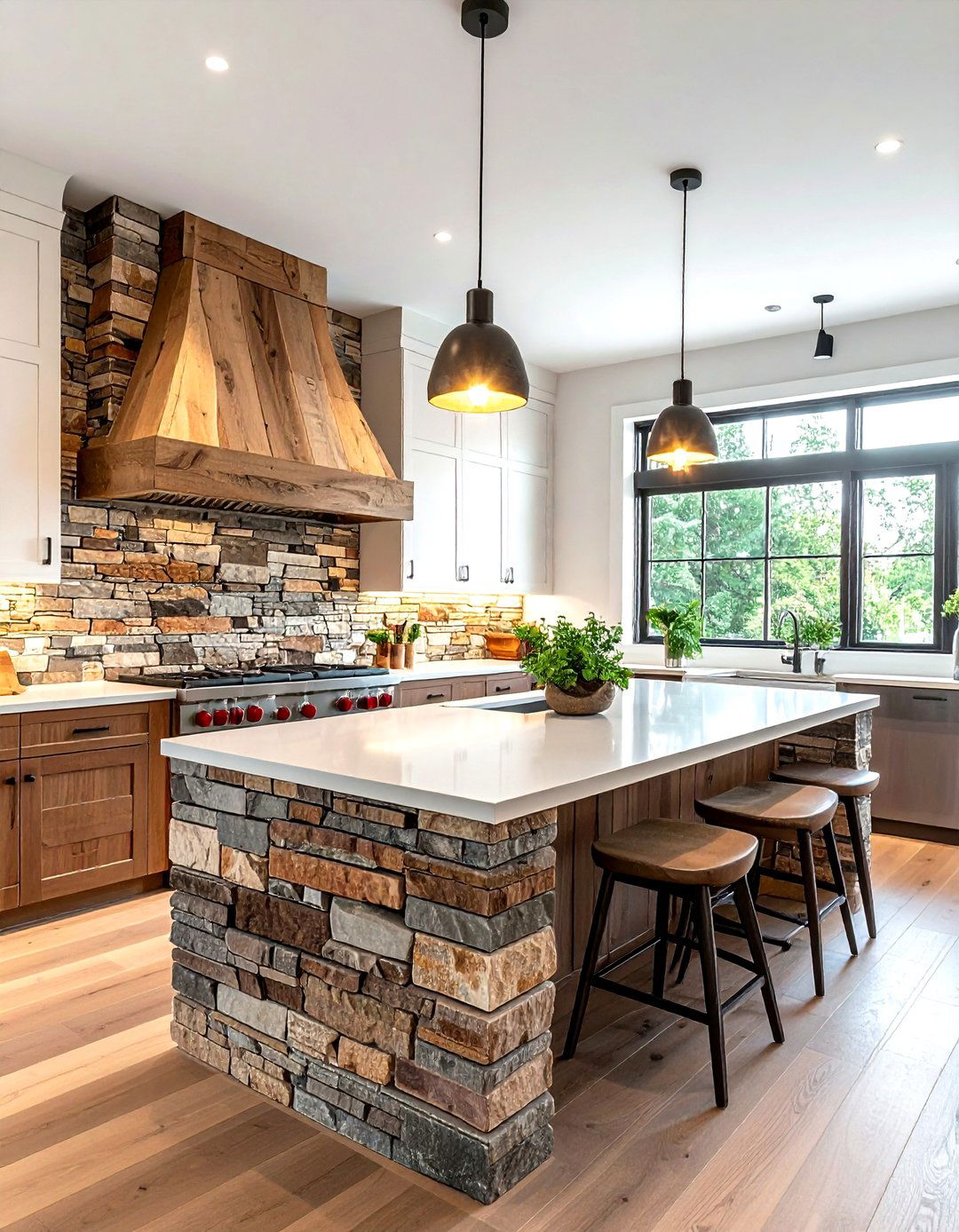 Ledgestone kitchen wall - 30 kitchen stone wall ideas