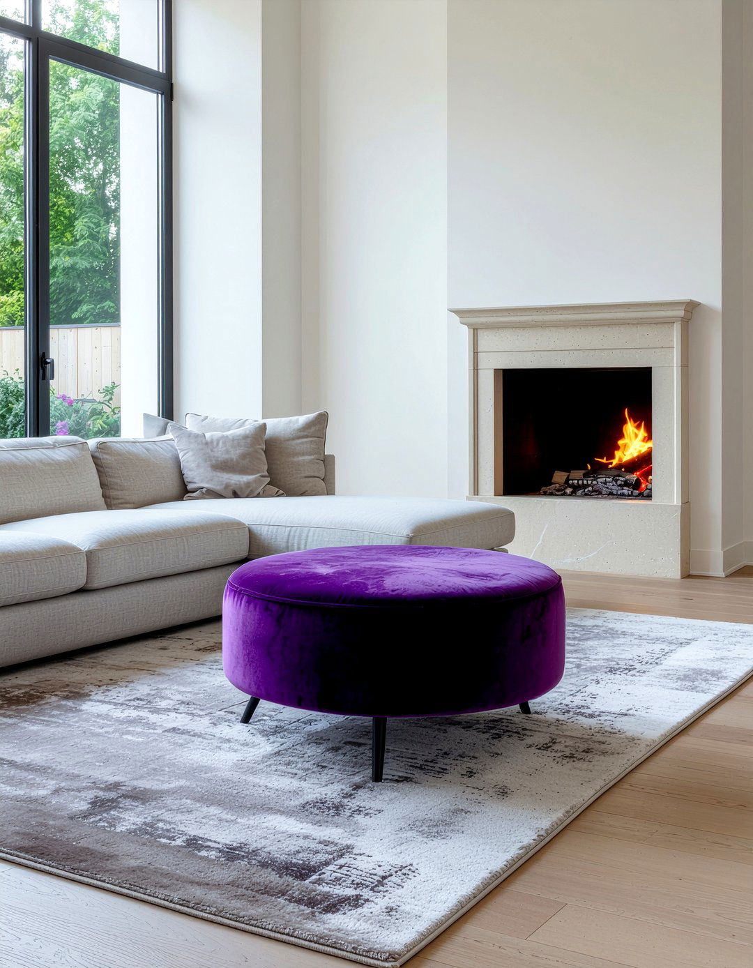Legged velvet ottoman - 30 living room velvet ottoman ideas