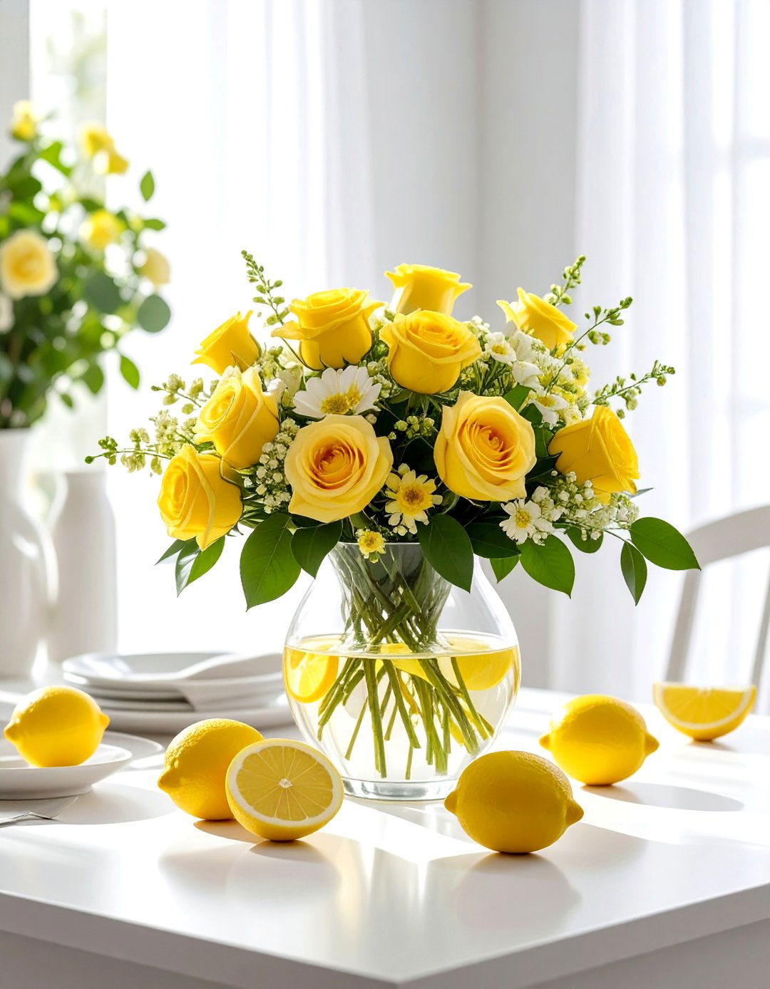 Lemon And Flower Mix - 30 dining room flower ideas