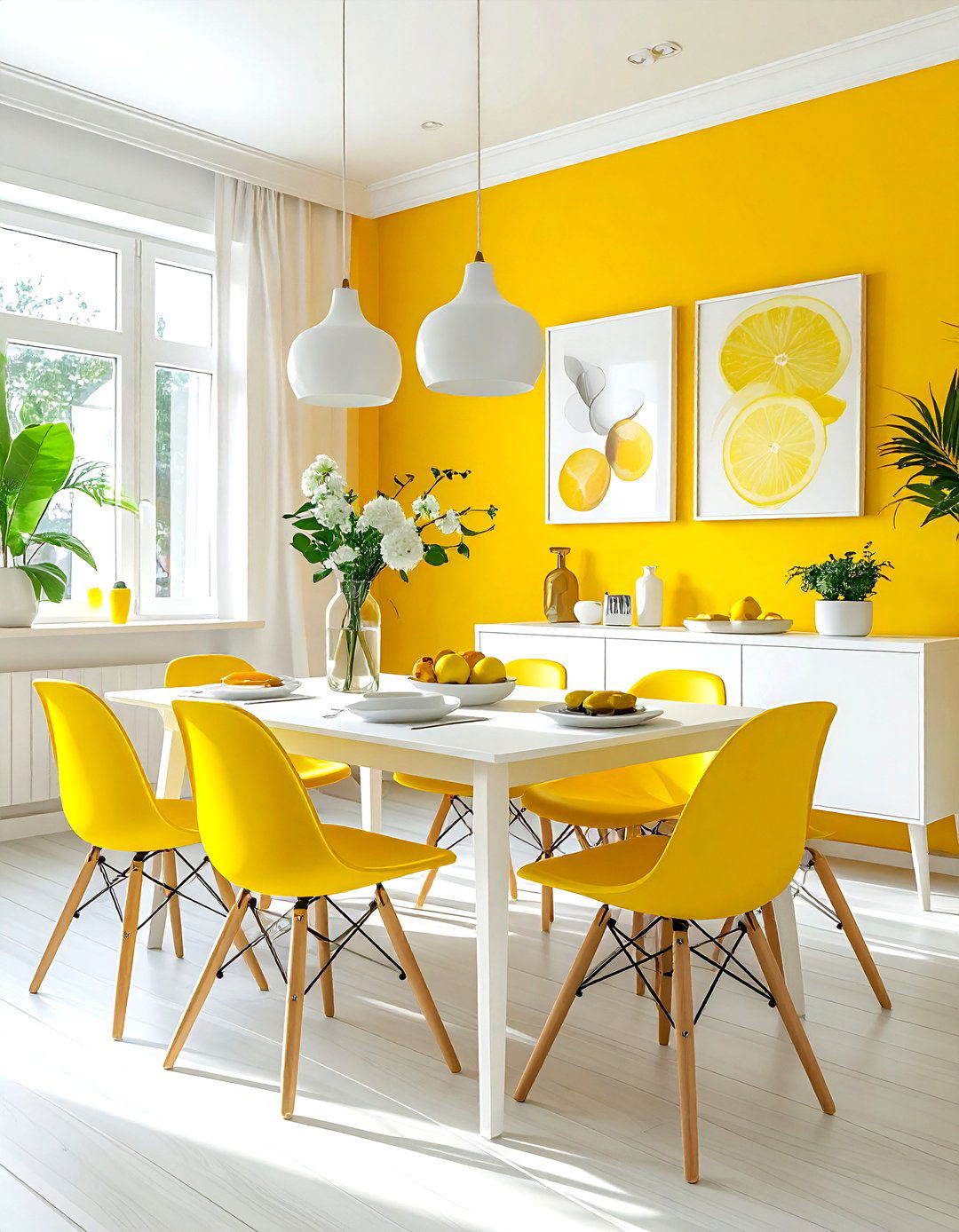 Lemon Yellow Dining Room - 30 bright yellow dining room ideas