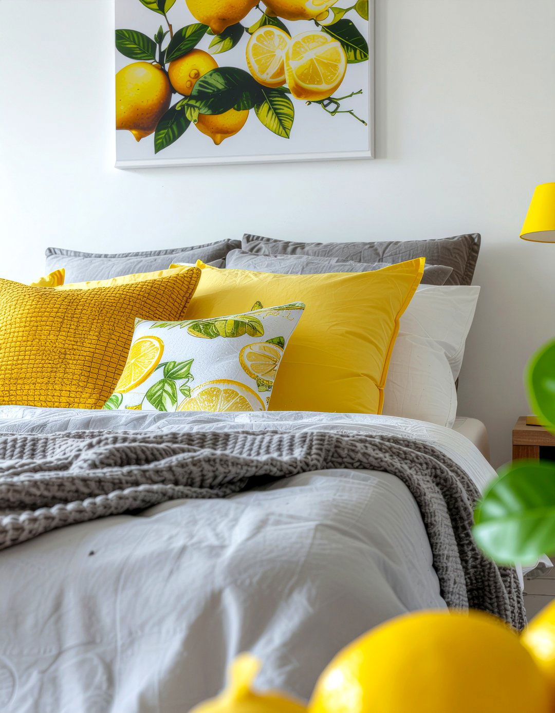Lemon Yellow Pillows - 30 pastel bedroom ideas