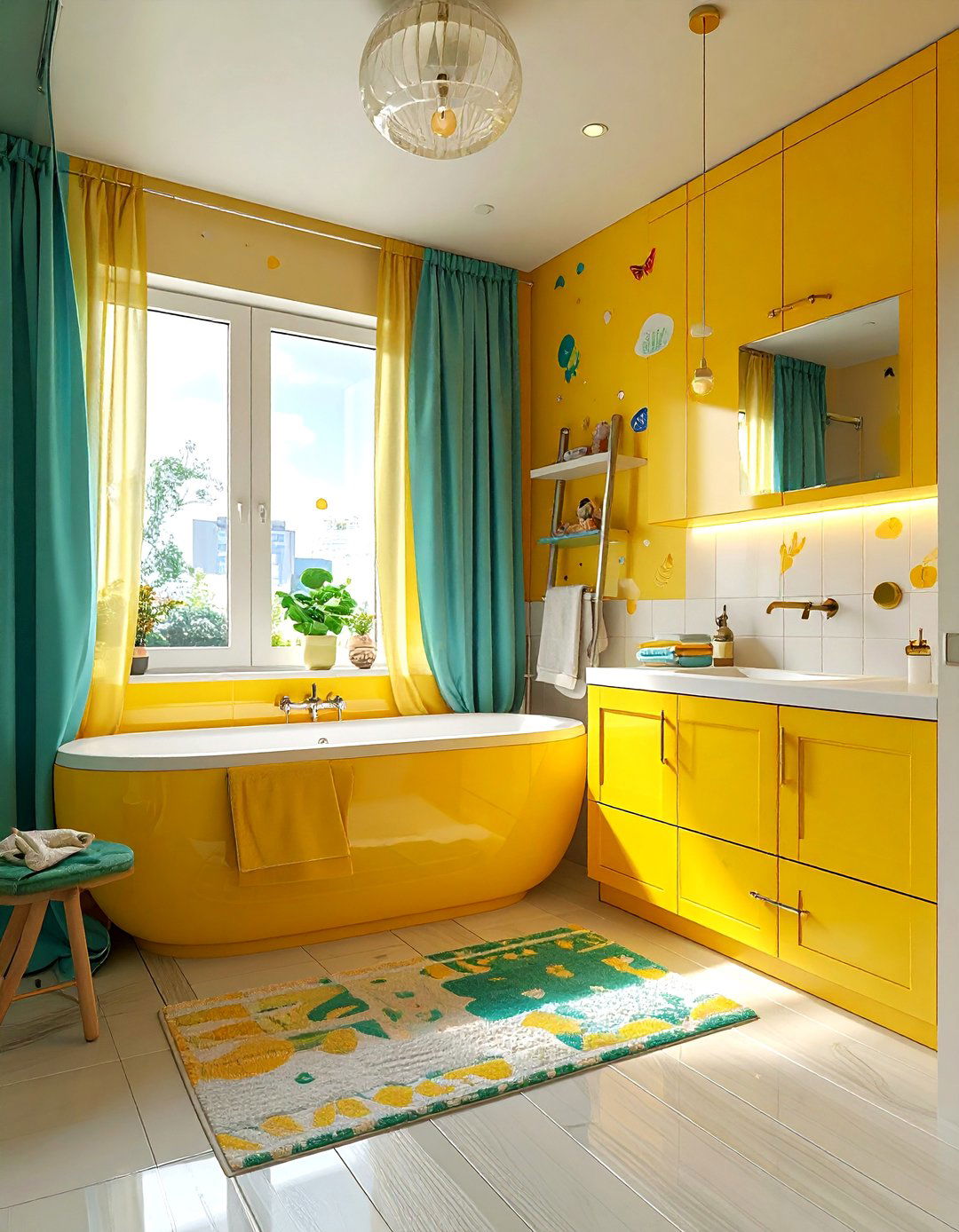 Lemon yellow kids bathroom - 30 bright yellow bathroom ideas
