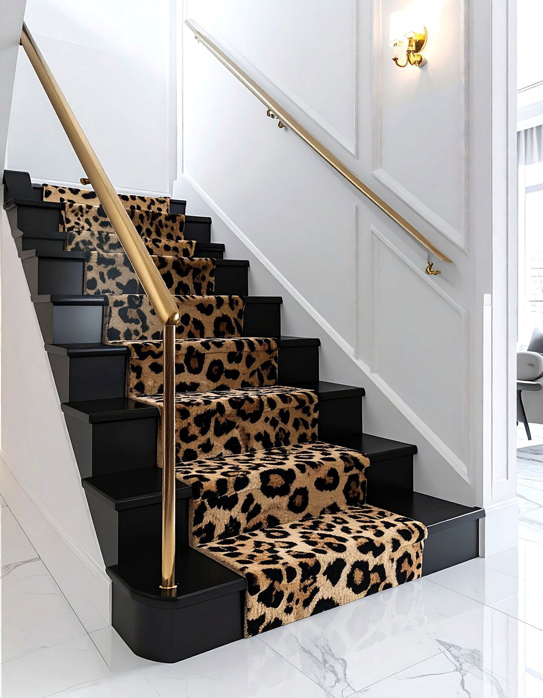 Leopard Print Stair Runner - 30 stair runner ideas