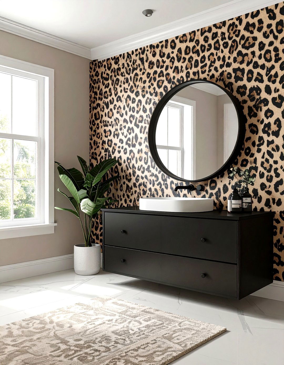 Leopard print bathroom wallpaper - 30 bathroom wallpaper ideas