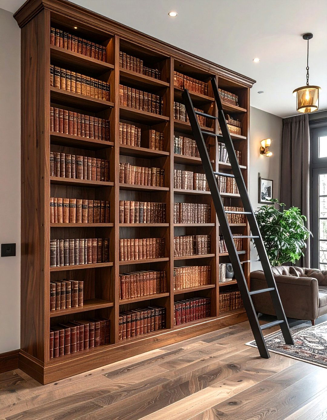 Library ladder shelving - 30 living room built-in cabinets