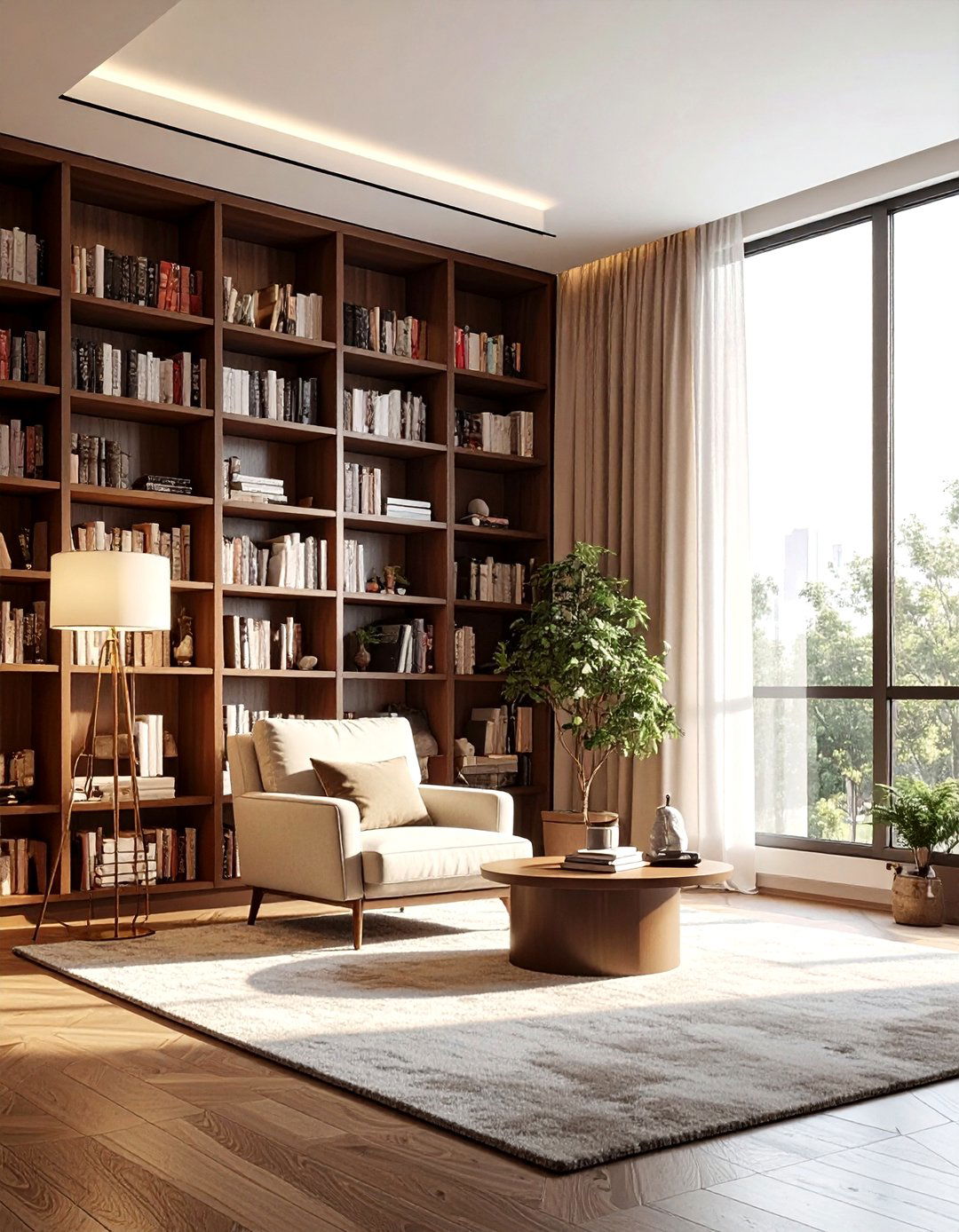Library living room combo - 30 cozy living room settings