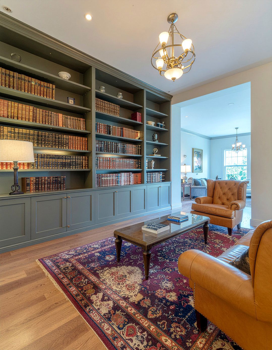 Library wall living room - 30 traditional living room ideas