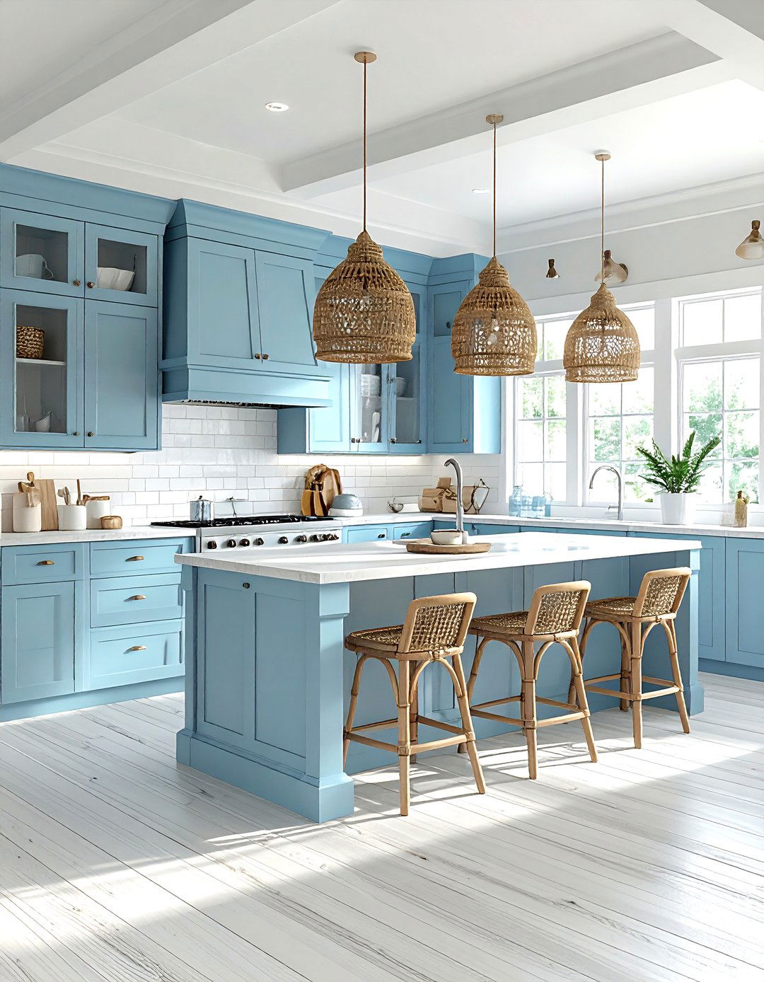 Light Blue Coastal Kitchen - 30 blue kitchen decor ideas
