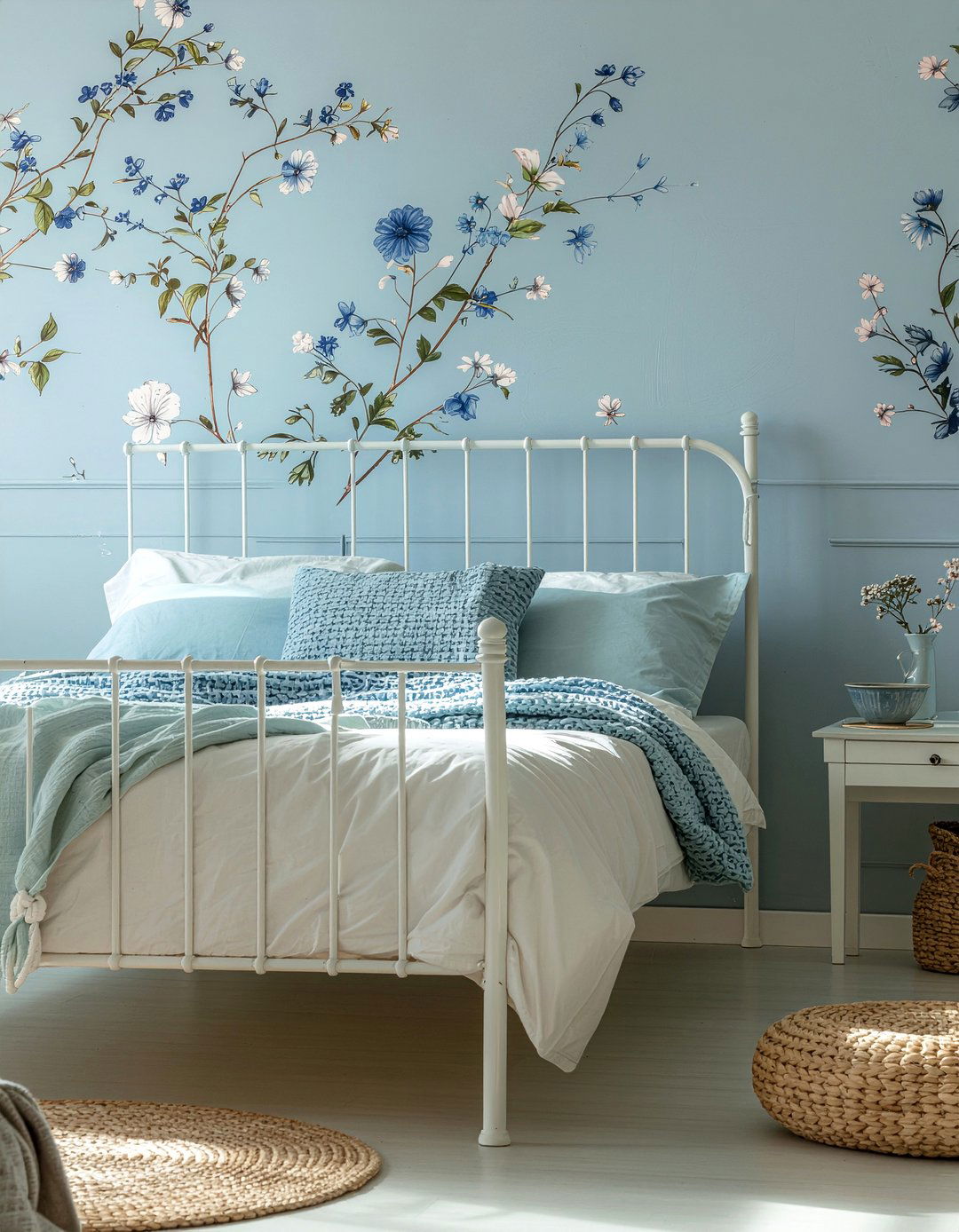 Light Blue Floral Wallpaper Bedroom - 30 blue and white bedroom ideas