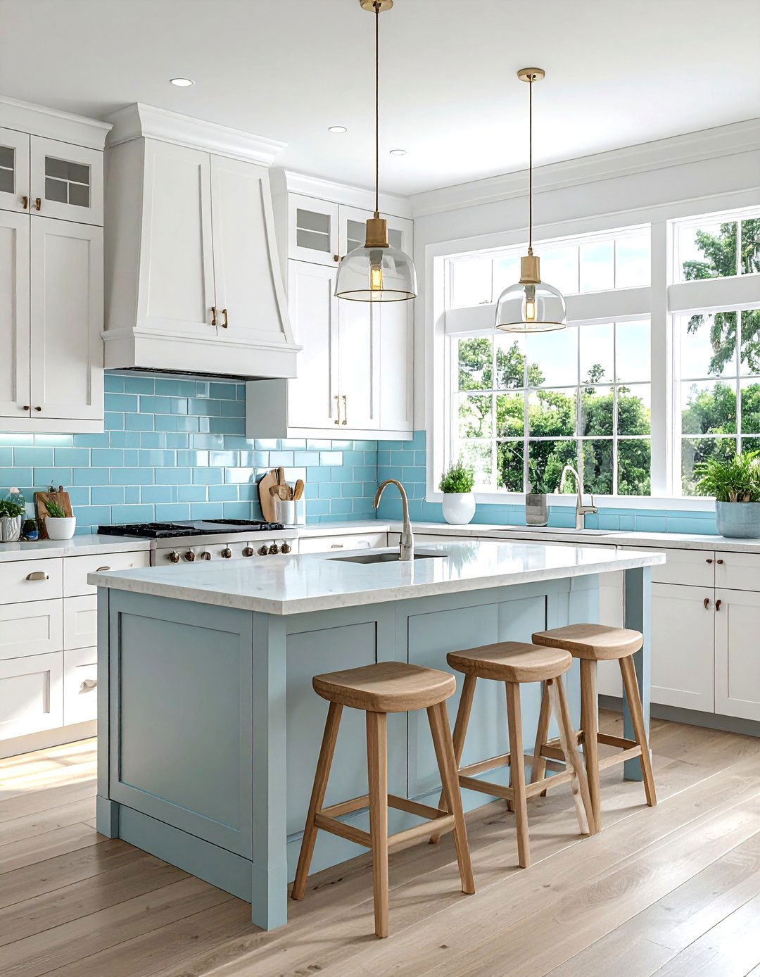 Light Blue Subway Tile - 30 subway tile kitchen backsplash ideas
