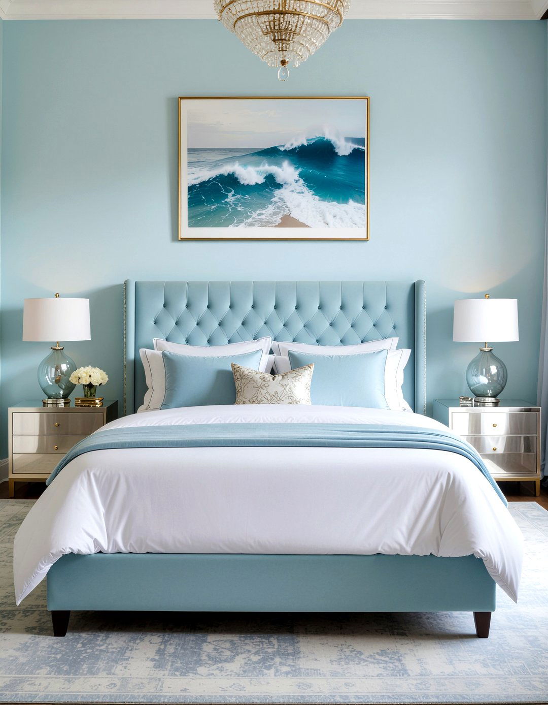 Light Blue Velvet Headboard - 30 bedroom velvet headboards