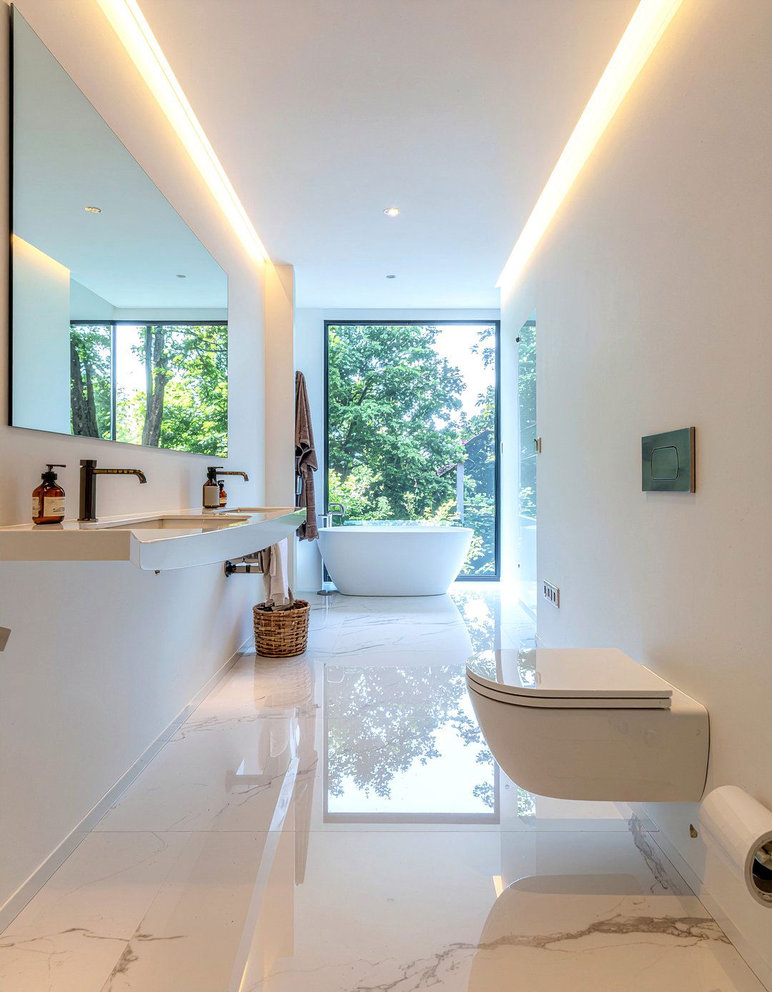 Light Color Palette Narrow Bathroom - 30 long narrow bathroom layout ideas