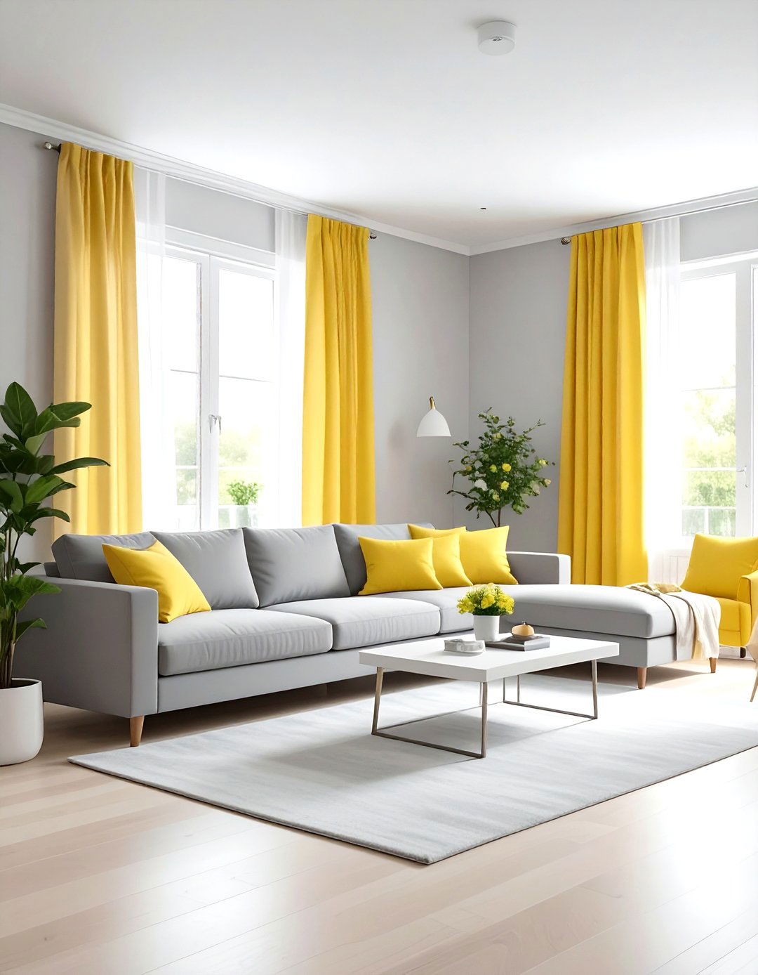 Light Gray And Lemon Yellow Living Room - 30 gray yellow living room ideas