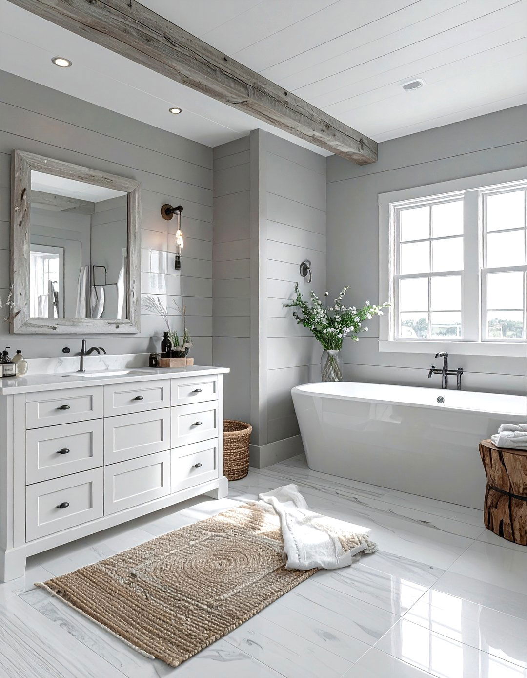 Light Gray Coastal Bathroom - 30 gray bathroom design ideas
