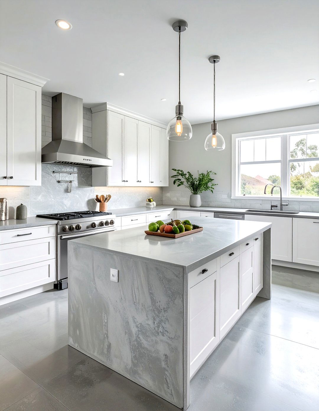 Light Gray Concrete Kitchen - 30 concrete countertop kitchen ideas