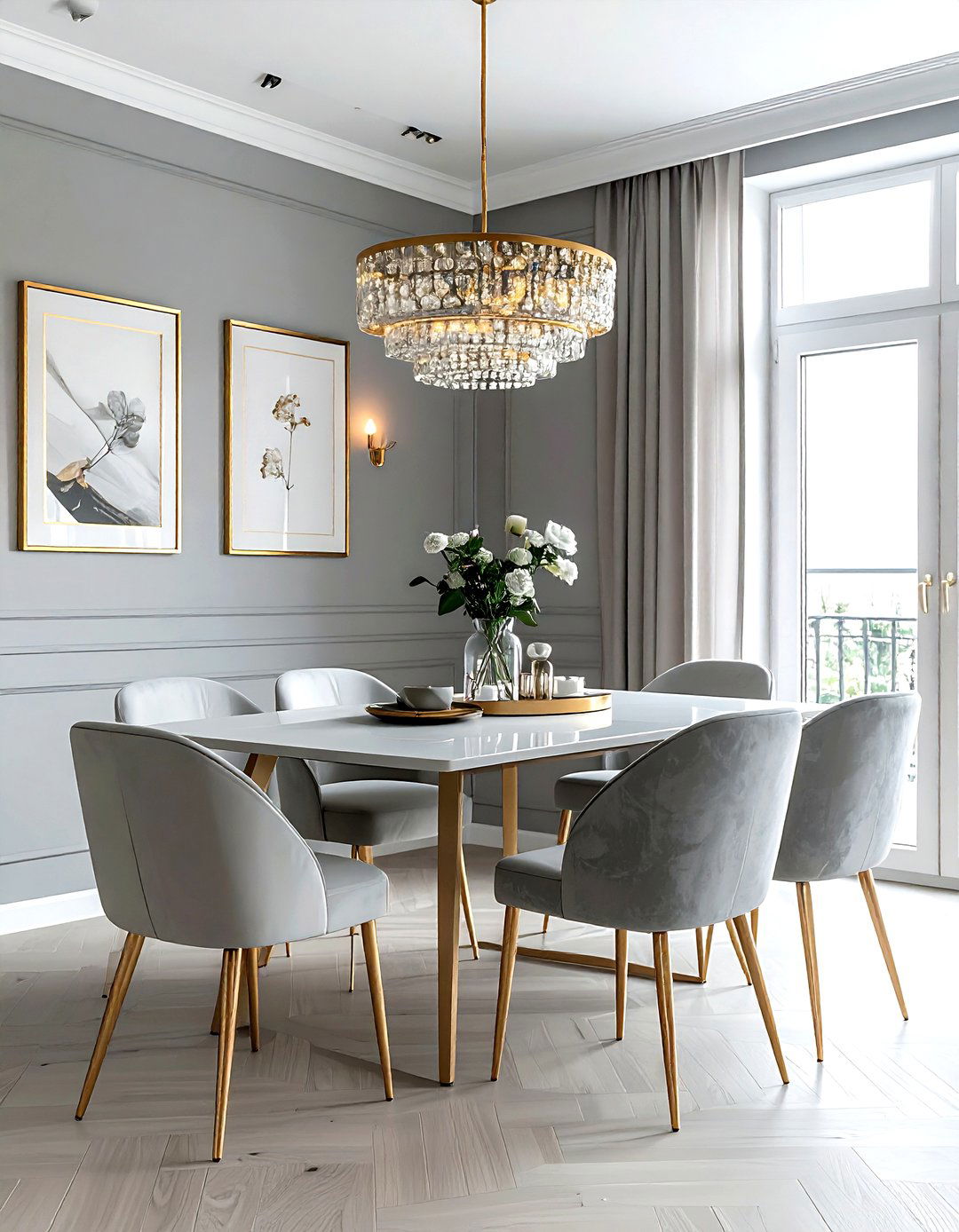 Light Gray Dining Room Gold Accents - 30 light gray dining room ideas