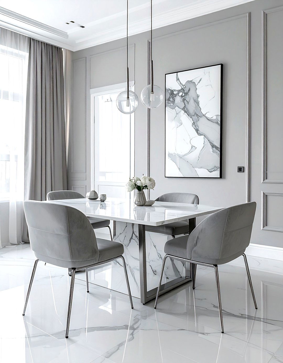 Light Gray Dining Room Marble Table - 30 light gray dining room ideas
